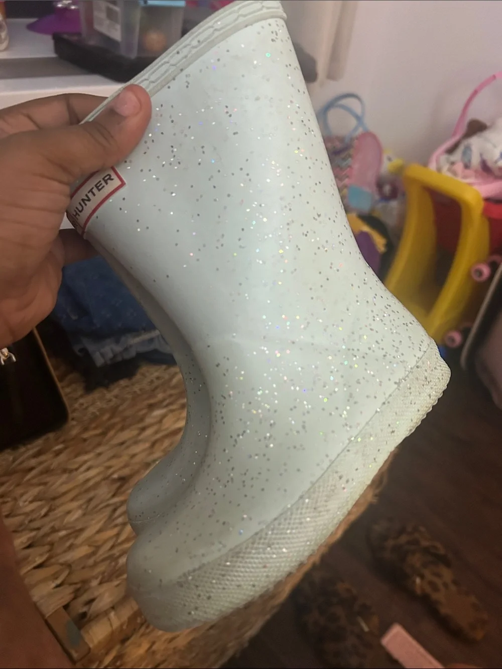 Hunter Kids Glitter Rain Boots - Pale Mint